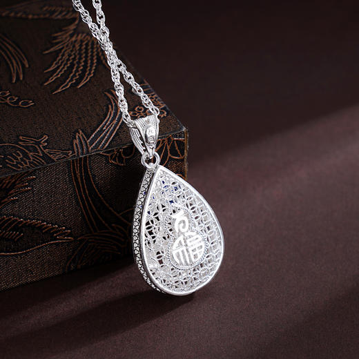 子佩集S990银【清莲鱼游】吊坠【CDZ000033】纯银花丝珐琅彩水滴(不含链)2412 商品图1