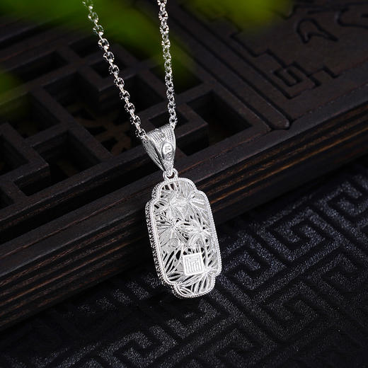 子佩集S990银【枫生水起】小号套链【DSTL002】纯银大师工坊原创作品枫叶花丝项链2412 商品图3