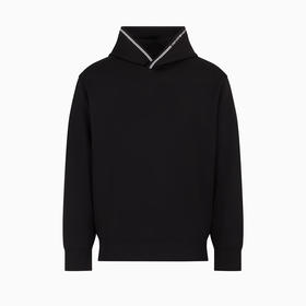 EMPORIO ARMANI 阿玛尼 男士字母徽标平纹针织连帽运动卫衣 黑色 6D1M99 1JRRZ 0999