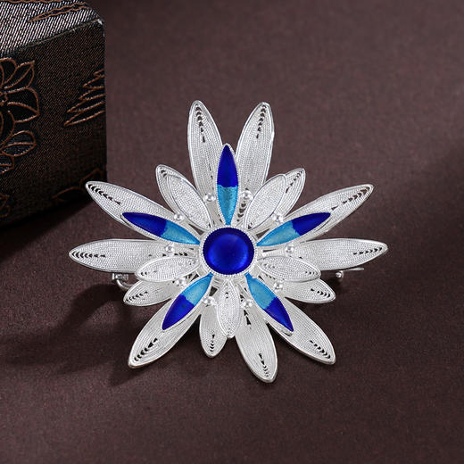 子佩集S990银【惜琼花】胸针【MXXZ008】纯银花丝珐琅彩2412 商品图1