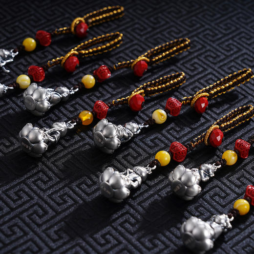 子佩集S999银【生肖护法】钥匙扣【PJ000562】纯银仿古十二生肖底座可转动2412 商品图2