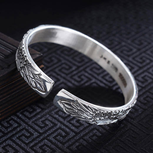 子佩集S999银【国色芳华】手工银手镯原创设计【55100038】纯银2412 商品图5