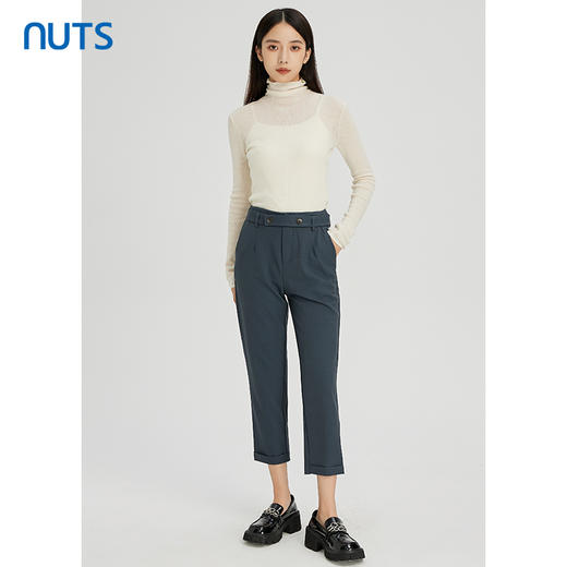NUTS秋冬款设计感高腰显瘦时尚通勤直筒休闲九分裤女241073283B 商品图3