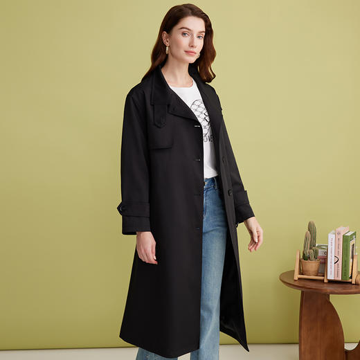 EITIE爱特爱挺阔无性别风气质长款经典卡其色风衣外套2025春新款A2504501 商品图7