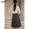 NUTS秋冬款高腰设计感气质A字遮肉显瘦百褶中长裙女241063060B 商品缩略图1