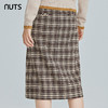 NUTS秋冬款复古气质高腰直筒显瘦格子中长款半身裙女241063286B 商品缩略图3