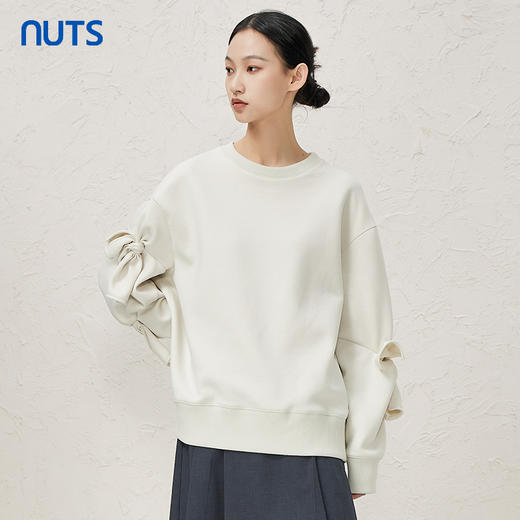 NUTS秋冬款简约休闲时尚气质百搭圆领宽松设计感卫衣女342021070 商品图3