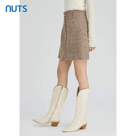 NUTS秋冬款气质百搭通勤高腰设计感格子短款半身裙女241061151B 商品图1