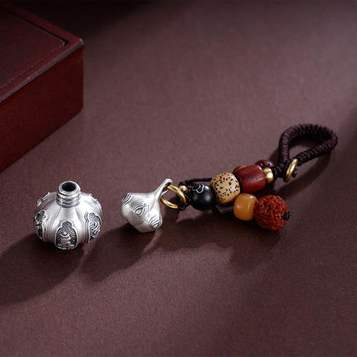 子佩集S999银【真言福禄】钥匙扣【DZ957】纯银仿古葫芦可打开小摆件2412 商品图4