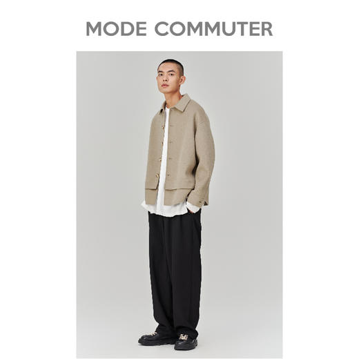 MC |MODE COMMUTER冬季假两件翻领双面呢大衣短款大衣男MCD106010J 商品图1