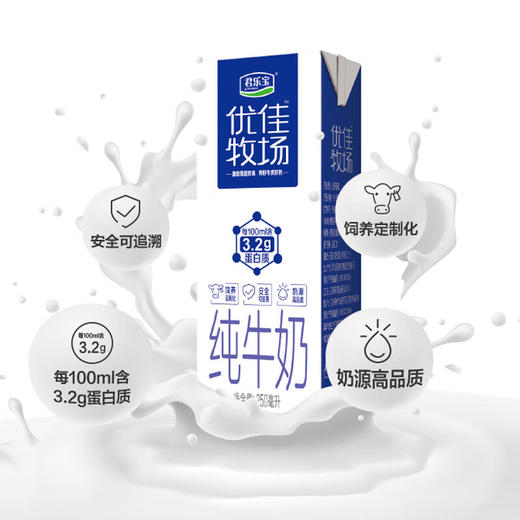 君乐宝优佳牧场纯牛奶（原味）利乐砖250ml*12盒--LZY 商品图2