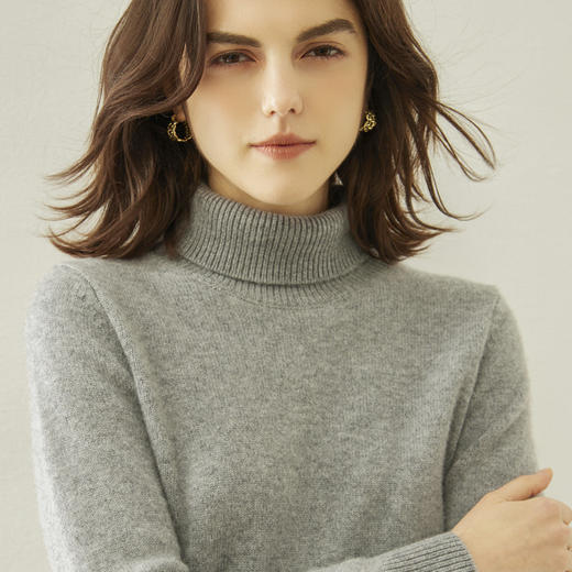 高翻领羊毛针织衫秋冬新款纯色羊毛，打底衫简约风宽松毛衣RMS-3381 商品图2