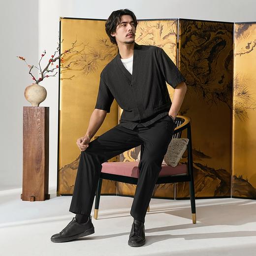 【代旭同款】柒牌男装汉服2025夏季薄款中袖盘扣满印国风开衫外套128K71210 商品图4