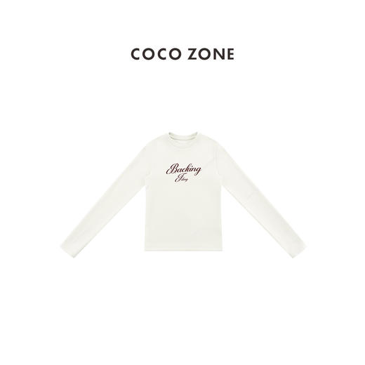 COCO ZONE 秋冬双面磨毛字母印花长袖打底衫CC2D3391 商品图1