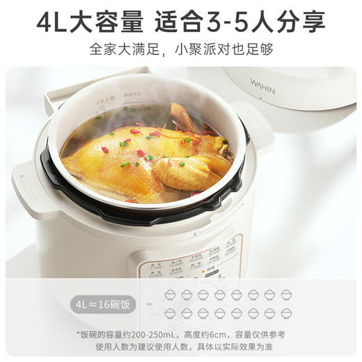 积分免费兑：华凌 美的出品电压力锅4L 家用多功能高压锅易清洁不粘内胆电饭煲电煮锅开盖火锅10大菜单 商品图1