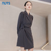 NUTS灰色复古气质通勤收腰设计感西装短款长袖连衣裙女241103174B 商品缩略图2