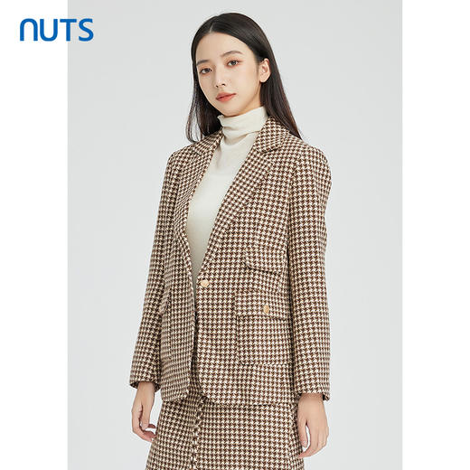 NUTS秋冬款气质百搭设计感休闲时尚通勤格子西装外套女241048150B 商品图3