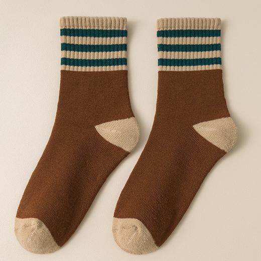 秋冬新款条纹百搭毛圈袜 柔软舒适 ins潮女中筒加厚保暖袜 商品图4
