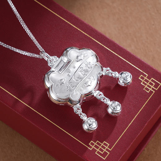 子佩集S999银【吉祥康乐】套链项链【SB000339】纯银儿童快乐成长长命锁2412 商品图0