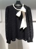 3楼FEXATA服饰(新百购) 雅黑撞色个性蝴蝶结蕾丝上衣 商品缩略图0