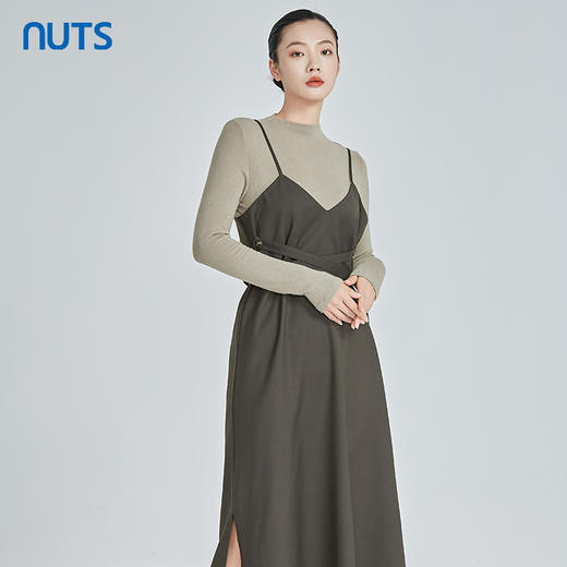NUTS复古气质百搭设计感简约吊带长袖连衣裙两件套女241103164B 商品图0