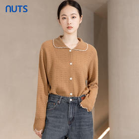 NUTS秋冬款复古气质百搭娃娃领百搭打底毛织短外套女241053223