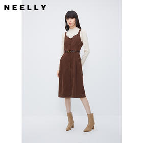 NEELLY纳俪商场同款法式套装背带裙秋冬高级感甜美显瘦毛衣连衣裙