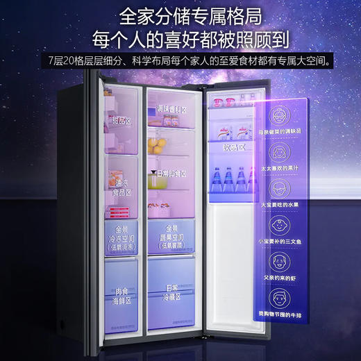 卡萨帝朗度703升超大容量对开双开门冰箱墅式空间海量储鲜双系统双循环 703对开BCD-703WGCSSM9CSU1 商品图5