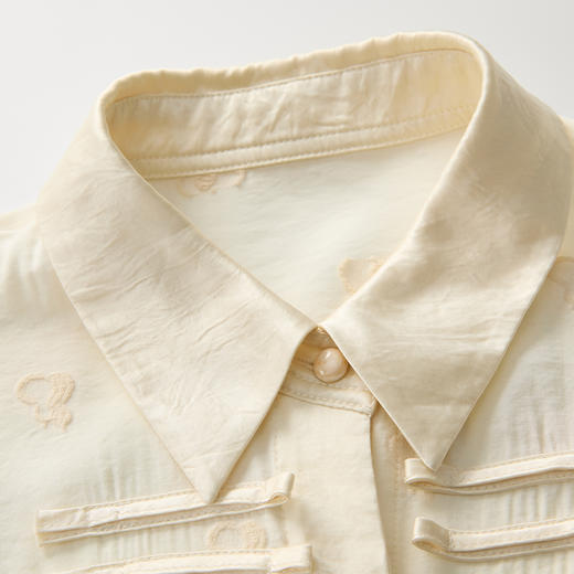 谜底提花衬衫长袖女2025春新品通勤风柔美宽松盘口衬衣251MC0100 商品图3