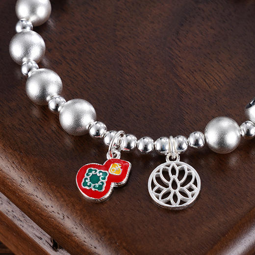 子佩集S999银【财满福】手串【SC001126】纯银手链红色葫芦莲花暴富2412 商品图2