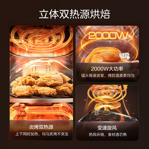 积分免费兑：美的（Midea）小炎烤空气炸锅 不用翻面 双热源 家用全自动 实用大容量 烤箱一体机 6L KZC6054 商品图3