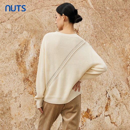NUTS秋冬款简约薄款镂空设计感气质宽松百搭针织衫女344052267 商品图4