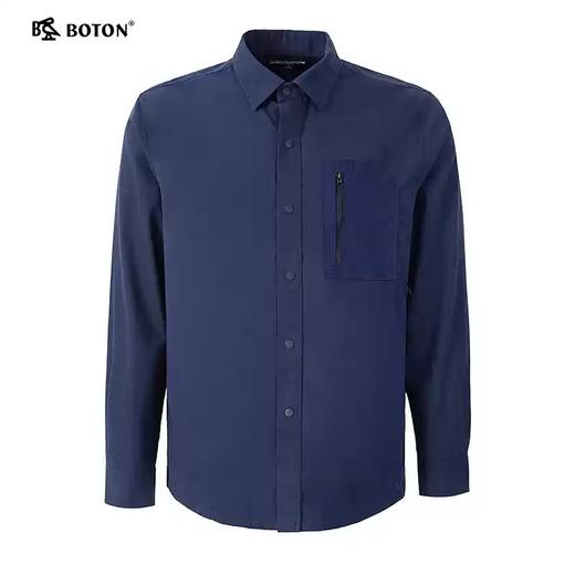 波顿男士春季休闲翻领纯色外套型衬衣长袖衬衫MSJ878122 商品图4