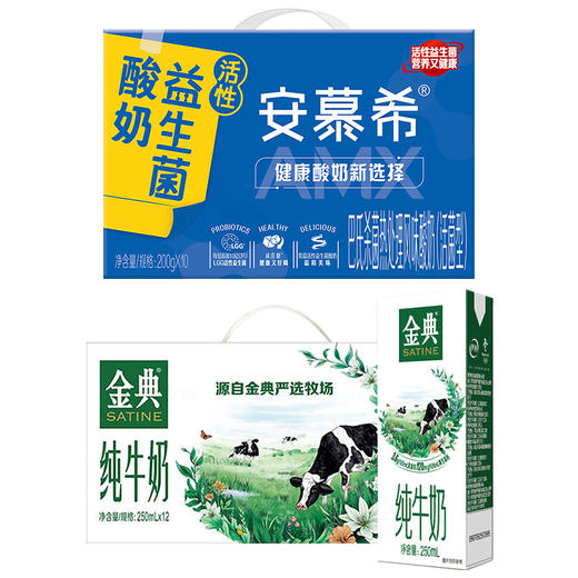 伊利组合（金典纯250ml*12+安慕希AMX益生菌200g*10）--LZY 商品图0