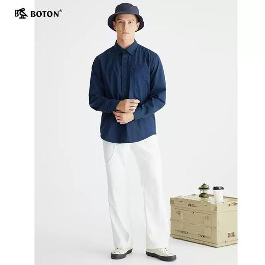 波顿男士春季休闲翻领纯色外套型衬衣长袖衬衫MSJ878122 商品图5
