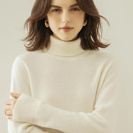 高翻领羊毛针织衫秋冬新款纯色羊毛，打底衫简约风宽松毛衣RMS-3381 商品图3