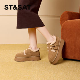 星期六复古双条带厚底增高保暖勃肯鞋SS341121RY