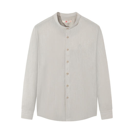 【薛晨同款】柒牌男装长袖衬衫2025春季新款休闲简约男士花纱衬衣128A71710 商品图4