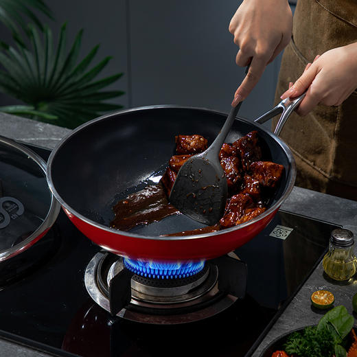 神田高端线珐琅釉 钛彩米系列0涂层不粘炒锅30cm/32cm，久烧不黑，质保30年 商品图4