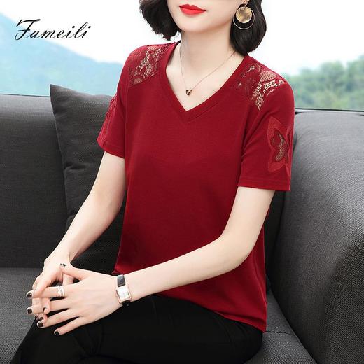 丁摩 95棉短袖T恤女夏装新款洋气大码上衣遮肚宽松打底衫女ZF020 商品图6