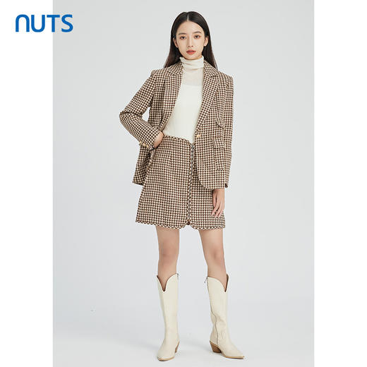NUTS秋冬款气质百搭设计感休闲时尚通勤格子西装外套女241048150B 商品图2