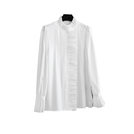 【高货wl】全新升级【铂金会员266/天猫359/差价93】(12013) 洛诗琳法式名媛宫廷风木耳荷叶边领衬衫女长袖上衣春款 商品图4