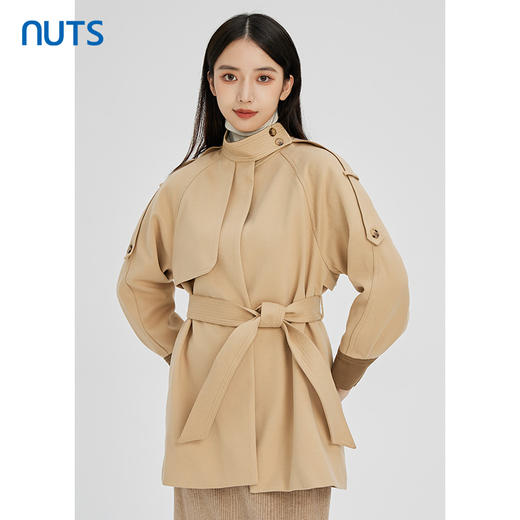 NUTS纯色高级设计感百搭收腰显瘦通勤中款外套女241042537 商品图1