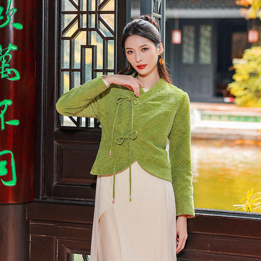 新中式设计 | 帘青提花外套 | 现货加急发 商品图1