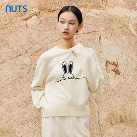 NUTS秋冬款气质百搭米白色减龄羊毛打底毛织套头衫女344052295