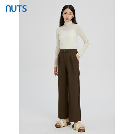 NUTS秋冬款复古气质百搭高级感直筒阔腿休闲西装长裤女241073392 商品图2