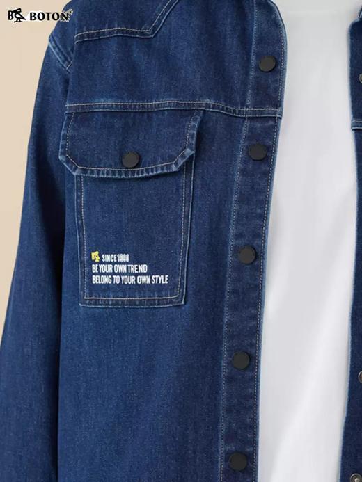 【棉弹柔软】波顿女士春秋季宽松休闲长款牛仔长袖衬衫LS927123 商品图3