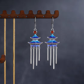 子佩集S925银【宫廷旧梦】耳环【ES00303】纯银宫殿宫灯珐琅彩2412