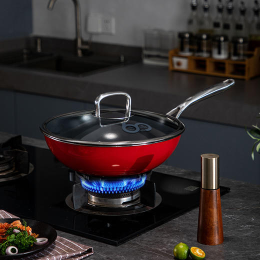 神田高端线珐琅釉 钛彩米系列0涂层不粘炒锅30cm/32cm，久烧不黑，质保30年 商品图9