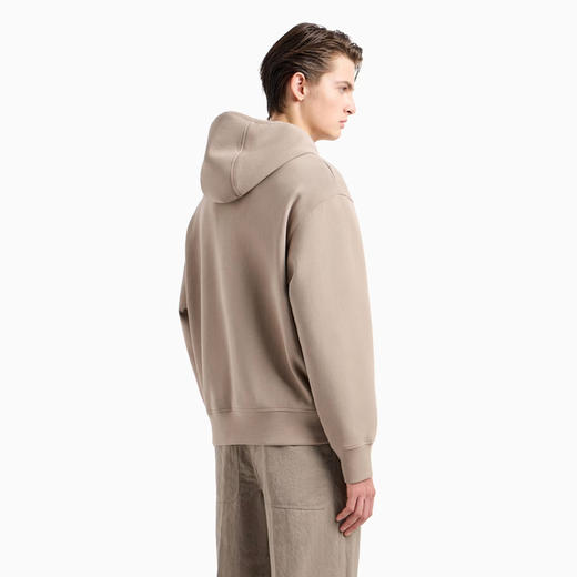 EMPORIO ARMANI 阿玛尼 男士小鹰徽标天鹅绒细节双层平纹针织连帽开衫式卫衣 灰褐色 6D1M97 1JHSZ 0144 商品图2